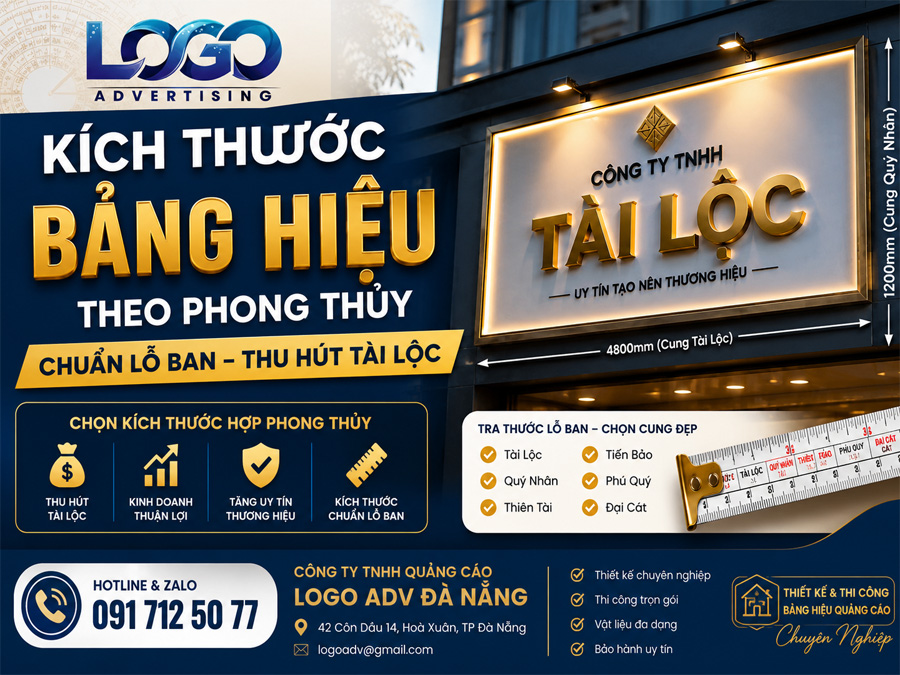Kích Thước Bảng Hiệu Theo Phong Thủy Chuẩn Lỗ Ban Thu Hút Tài Lộc