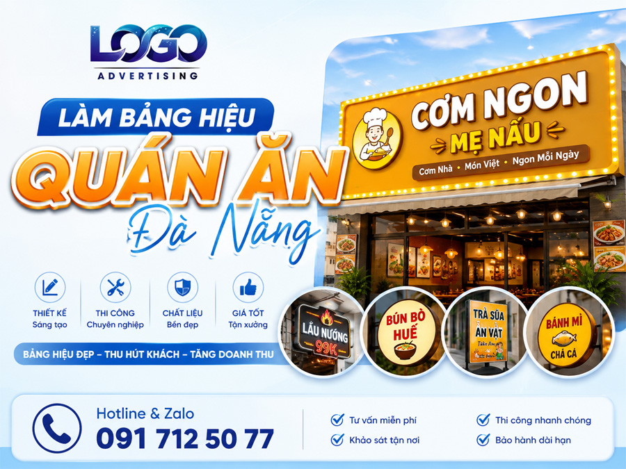 Làm Bảng Hiệu Quán Ăn Đà Nẵng Đẹp, Thu Hút Khách Hàng Và Tăng Nhận Diện Thương Hiệu
