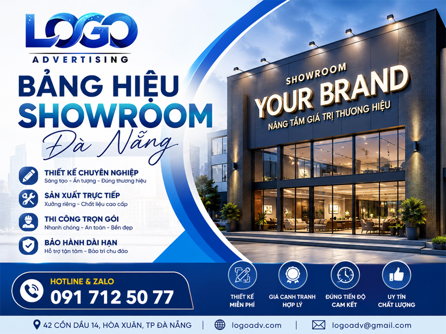 Làm Bảng Hiệu Showroom Đà Nẵng Đẹp – Sang Trọng & Chuyên Nghiệp