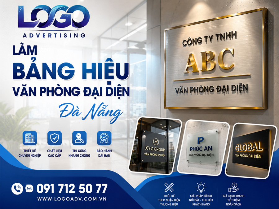 Làm Bảng Hiệu Văn Phòng Đại Diện Đà Nẵng Đẹp, Chuyên Nghiệp, Chuẩn Nhận Diện Thương Hiệu