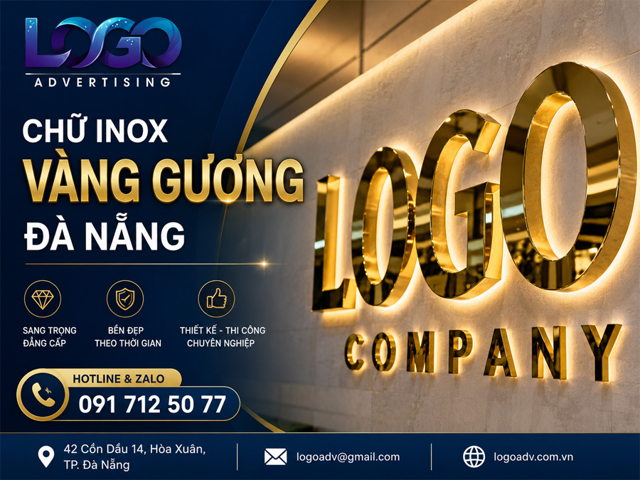 Chữ Inox Vàng Gương Đà Nẵng Đẹp, Sang Trọng - Thiết Kế & Thi Công Chuyên Nghiệp
