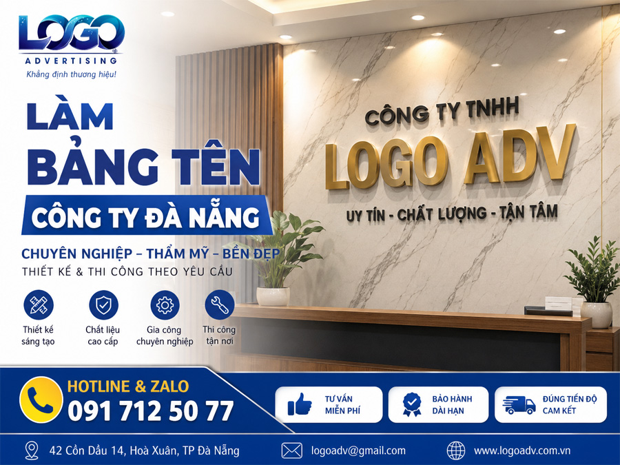 Làm Bảng Tên Công Ty Đà Nẵng Chuyên Nghiệp – Thiết Kế & Thi Công Theo Yêu Cầu