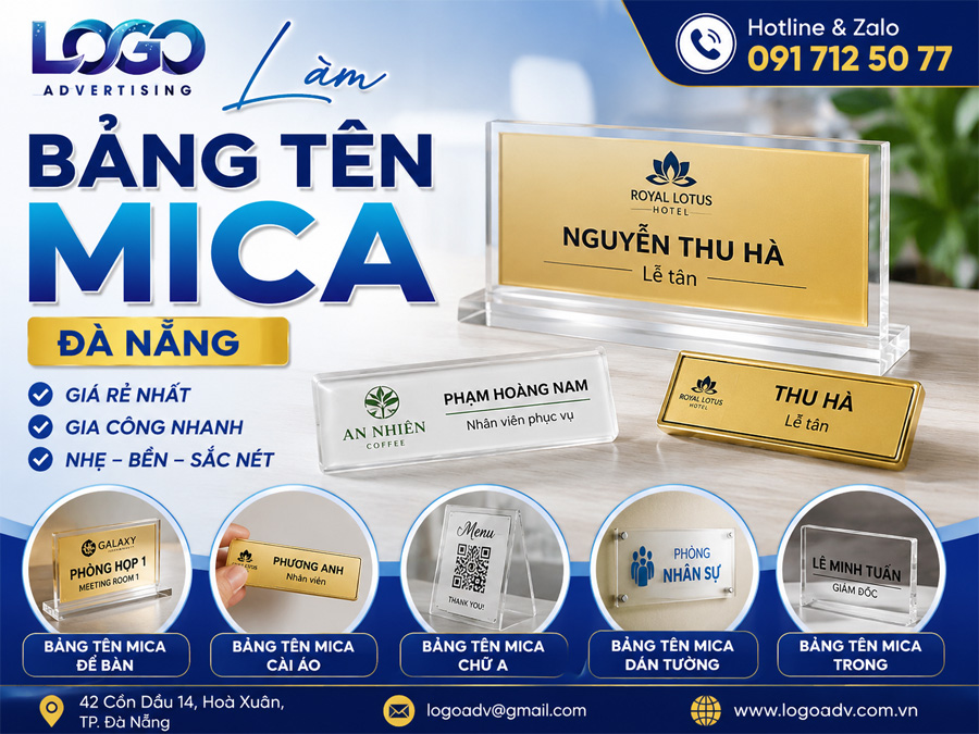 Làm Bảng Tên Mica Đà Nẵng Giá Rẻ – Thiết Kế và Gia Công Nhanh Theo Yêu Cầu