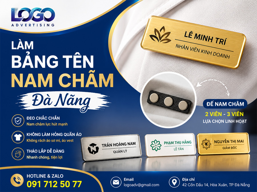 Làm Bảng Tên Nam Châm Đà Nẵng Đẹp – Đeo Chắc Chắn, Không Làm Hỏng Quần Áo