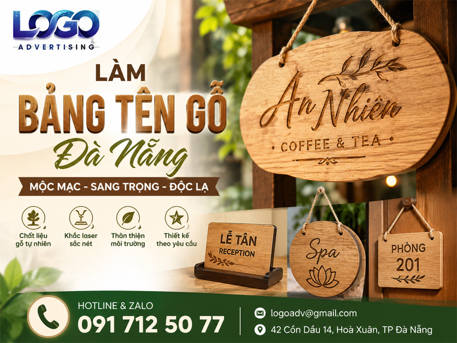 Làm Bảng Tên Gỗ Đà Nẵng Đẹp – Thiết Kế & Thi Công Theo Yêu Cầu
