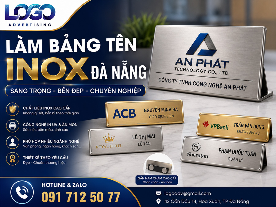 Làm Bảng Tên Inox Đà Nẵng Đẹp – Thiết Kế Sang Trọng, Giá Tốt Nhất