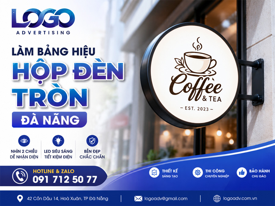 Làm Bảng Hiệu Hộp Đèn Tròn Đà Nẵng – Thiết Kế & Thi Công Chuyên Nghiệp