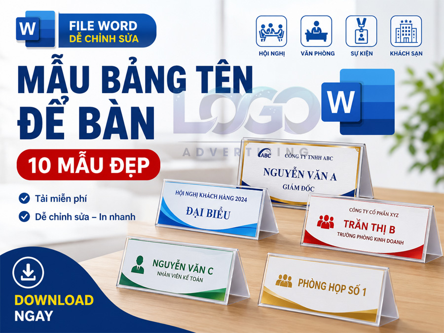 Mẫu Bảng Tên Để Bàn File Word Miễn Phí – Download 10 Mẫu Đẹp