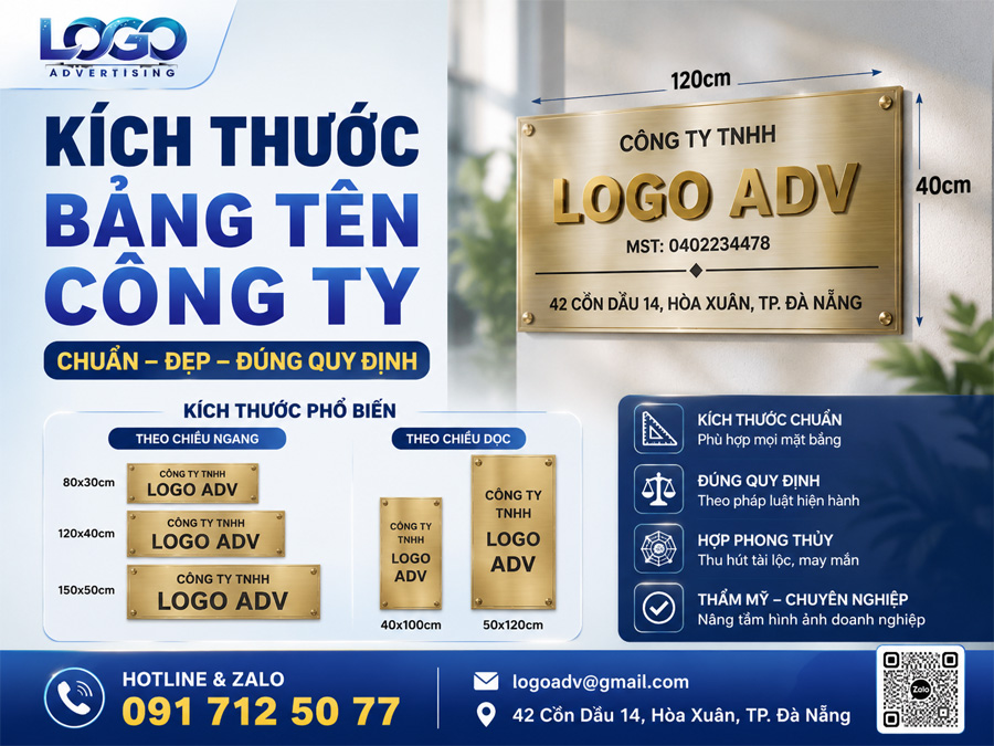 Kích Thước Bảng Tên Công Ty Chuẩn, Đẹp Và Đúng Quy Định Mới Nhất và hợp phong thủy