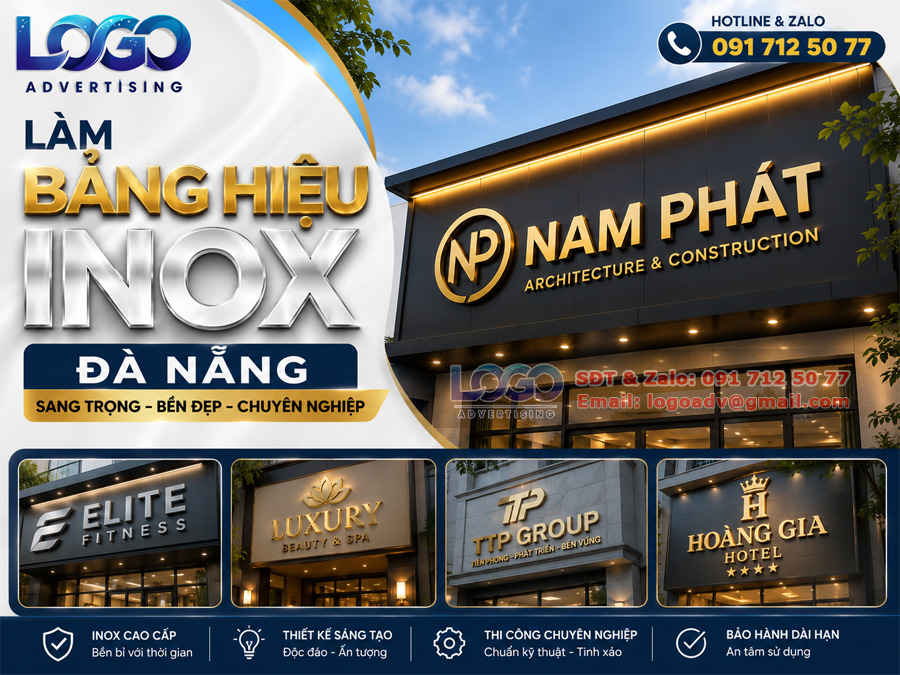 Làm Bảng Hiệu Inox Đà Nẵng Đẹp, Sang Trọng, Thiết Kế & Thi Công Chuyên Nghiệp