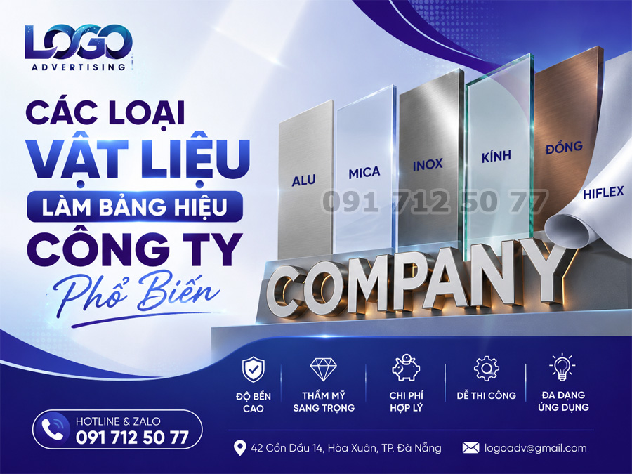 Các Loại Vật Liệu Làm Bảng Hiệu Công Ty Phổ Biến